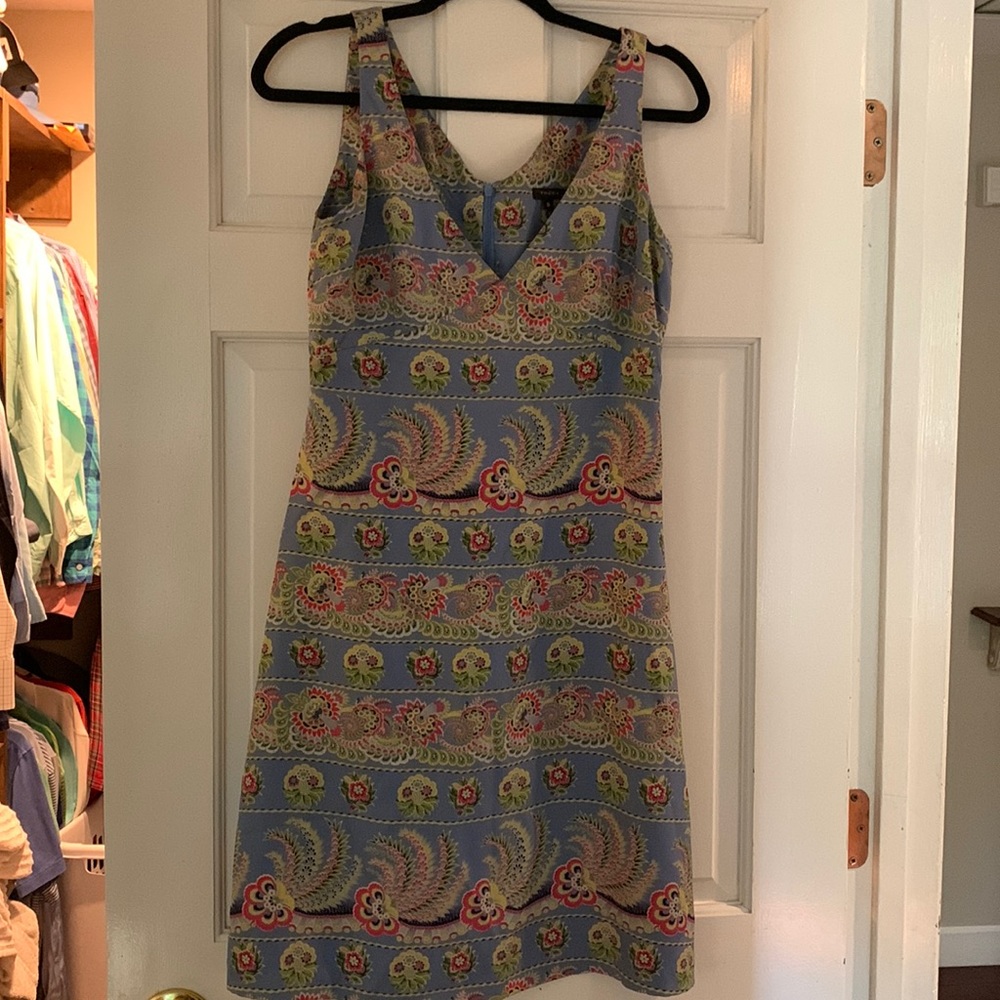 Blue Silk floral Tocca Dress